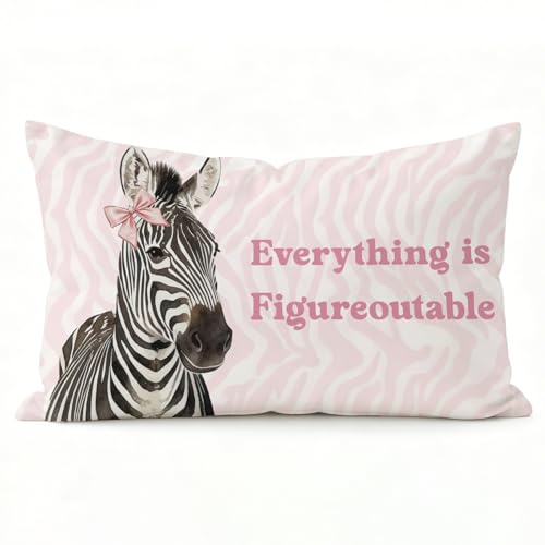 Pink Zebra Bible Throw Pillow Cover 12x20 Inch - Cute Coquette Decor