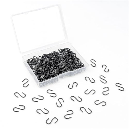 100 Pack Mini S Hooks - 1/2 Inch Black Iron S-Hangers for Jewelry & Crafts