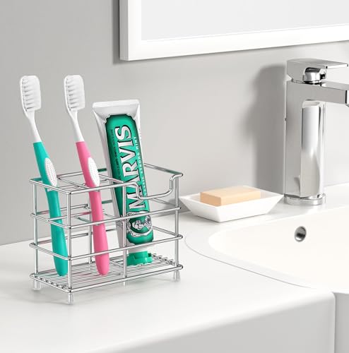 HBlife Stainless Steel Toothbrush Holder - 5 Slot Bathroom Organizer