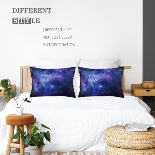 Galaxy Lumbar Pillow Cover 20x30" - Blue Purple Nebula Design