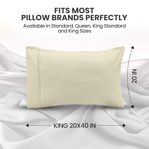 Utopia Bedding King Size Pillow Cases, Set of 4, Ivory Brushed Microfiber