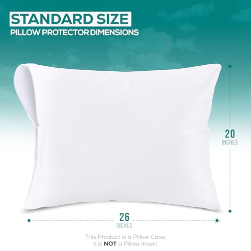 Set of 4 Standard Pillow Protectors with Zipper - Waterproof & Bed Bug Proof
