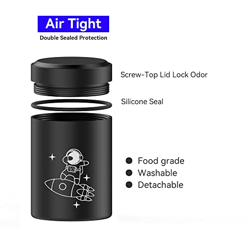 2 Pack Portable Storage Jars - Airtight Smell Proof Containers (Black & Black)