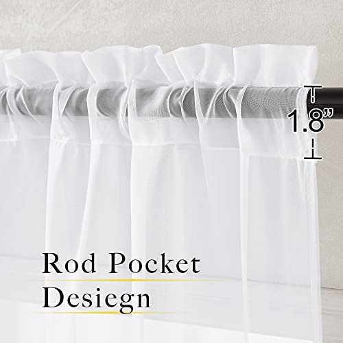 NICETOWN White Sheer Curtains - 54" W x 96" L, 2-Panel Voile Set
