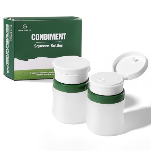 BULGILIA 1.3-Oz Squeeze Bottles - BPA-Free Condiment Containers, Leak Proof, 2 Pack