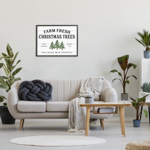 Farmhouse Christmas Tree Sign - 24 x 30 Inch Black Framed Wall Art - Rustic Holiday Decor