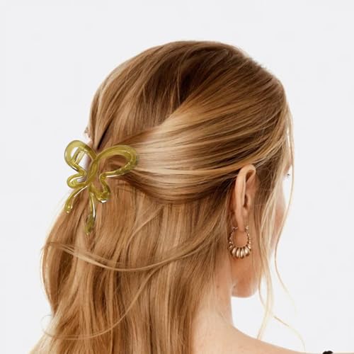 LERAO 4-Pack Large Bow Jelly Hair Claw Clips for Thick Hair
