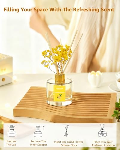 Caokaasm Lemon Verbena Reed Diffuser Set - 3.38 fl oz Home Fragrance