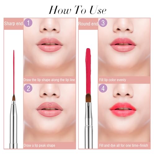 Sliverdew 2 Pack Retractable Lip Brush Double-Ended Lipstick Applicator