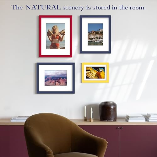 An&He 5x7 Wooden Picture Frame - Blue Wood Photo Frame for Wall or Tabletop