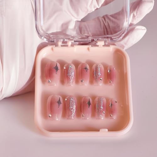 14 Pcs Press On Nail Packaging Boxes - Pink Acrylic Storage Case with Tape