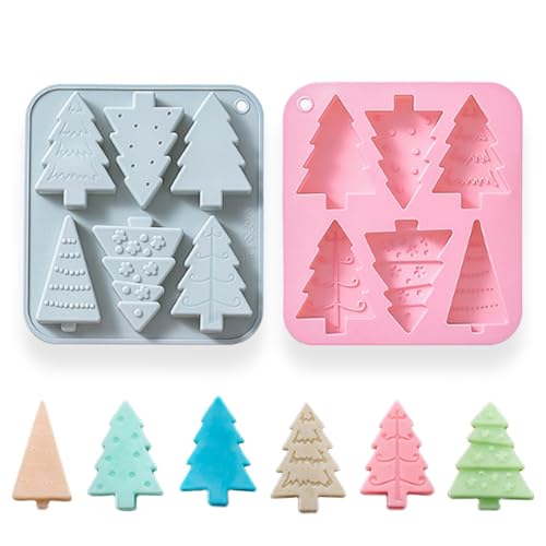 Christmas Tree Silicone Molds 6 Cavity Set - Holiday Baking & Candy Making