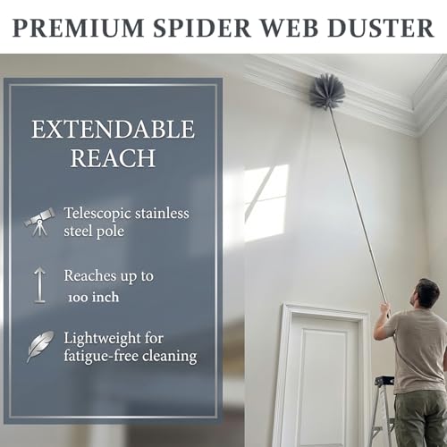Ceiling Fan & Cobweb Duster Set with Telescopic Pole – Microfiber Reusable Dusting Kit