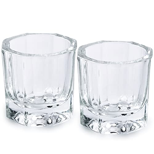 Bulex Clear Glass Dappen Dish for Nails 2 Pack - Acrylic Liquid Powder Cup