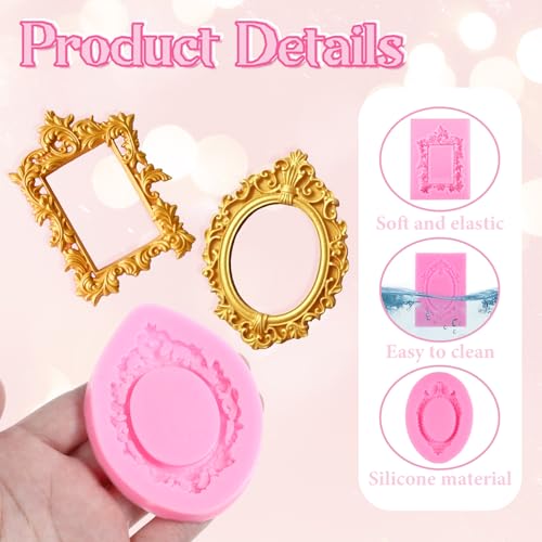 Silicone Photo Frame Molds Set for Cake & Clay Crafts - 4 Pcs