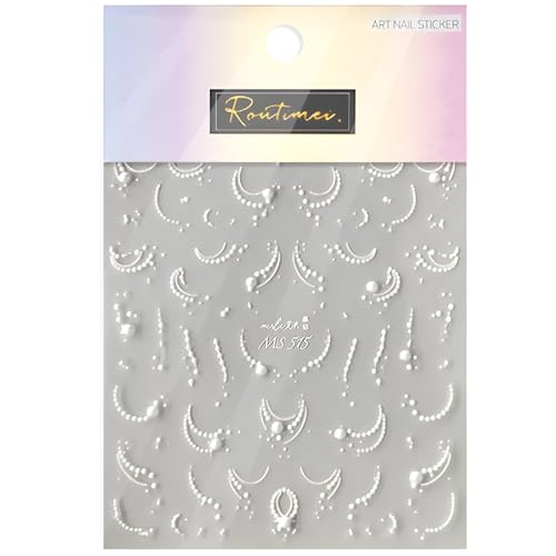 White Pearl Nail Stickers 5D Self-Adhesive French Tip Nail Decals