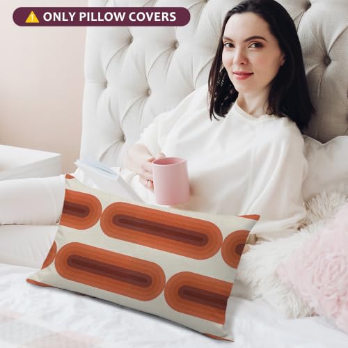 Boho Orange Brown 12x20 Decorative Pillow Cover for Sofa