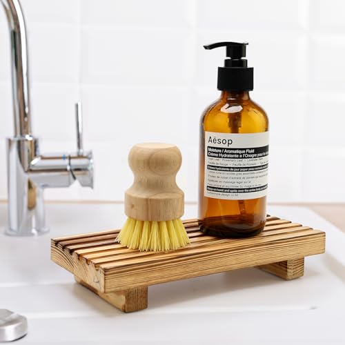 Renawe Small Wood Pedestal Stand, 8.7" Farmhouse Kitchen & Bathroom Tray
