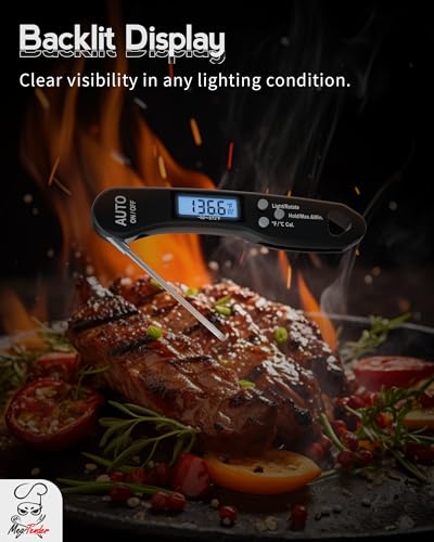 Meatender Instant Read Meat Thermometer - 1.2s Fast, Magnetic, Backlit LCD - Variation 1