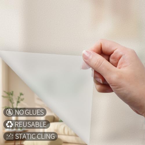 VELIMAX Frosted Window Privacy Film - Static Cling, 17.7 x 78.7 Inches