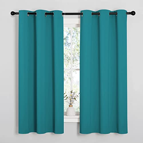 NICETOWN Blackout Curtains 42"W x 63"L, Thermal Insulated Grommet Drapes - Teal