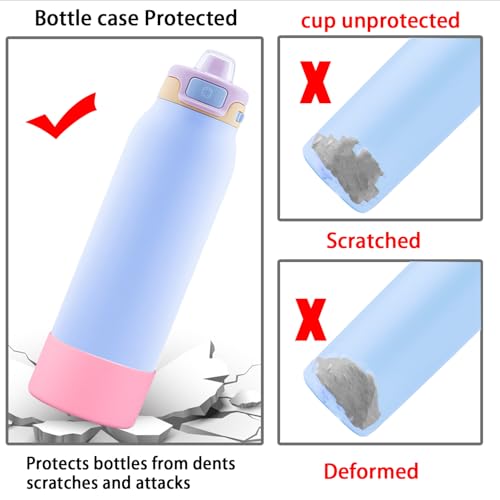 2 PCS Silicone Bottom for Ello Pop 32 OZ Water Bottle, Water Boot for Ello Pop,Avoid Scratches and Noise (Rose Red, 22oz)