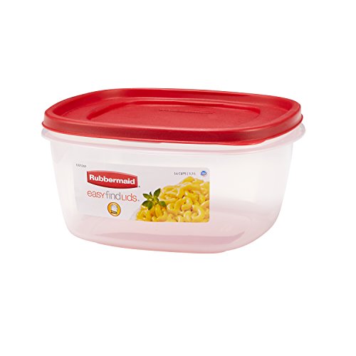 Rubbermaid Easy Find Lids Food Storage Container, 14 Cup, Stackable Square