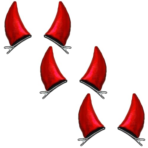 WLBON Red Devil Horns Hair Clips 3 Pairs Halloween Vampire Costume Barrette