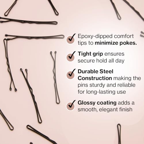 Kitsch Essential Black Bobby Pins 45 Pcs, 1.87 Inches