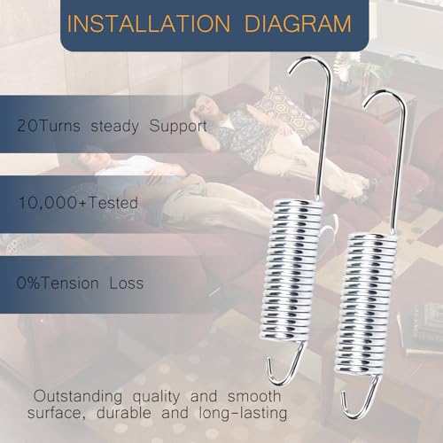 4-1/2 Inch Recliner Replacement Springs - Heavy Duty Stainless Steel (2 Pack)