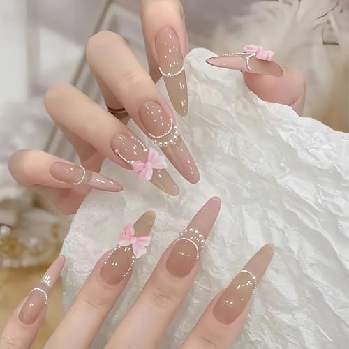 300Pcs 3D Bow Nail Charms and Flatback Pearls Set for DIY Manicure