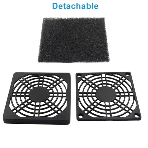 Hitefu 80mm Black Cooling Fan Filters - 4 Pack Dustproof Mesh