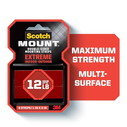 Scotch-Mount Heavy Duty Double-Sided Mounting Strips, 16 Count, 1 in x 3 in, Indoor/Outdoor, Black