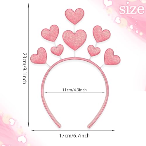 Pink Glitter Heart Headband for Valentine's Day Party Hair Accessories