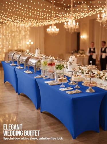 Royal Blue 6Ft Stretch Spandex Tablecloths - 10 Pack Fitted Table Covers