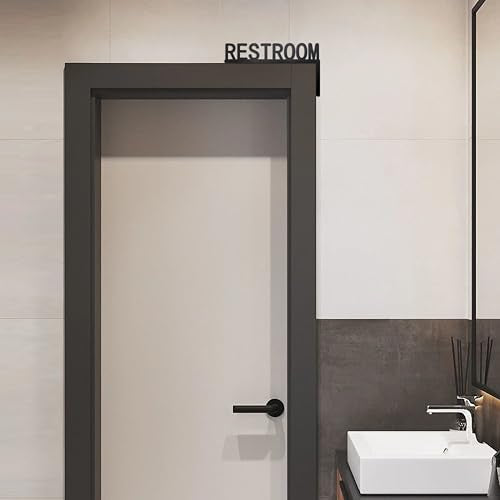 Urbraneco Metal Restroom Door Topper Sign - Black, Right Side