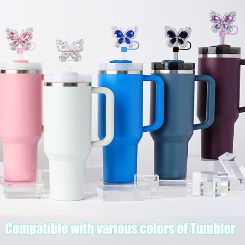 6 Pack Colorful Butterfly Straw Toppers for Stanley Cups - Reusable Silicone Covers