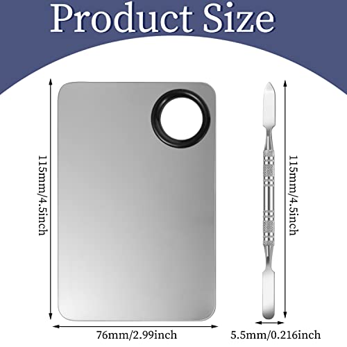 BESARME Makeup Mixing Palette and Spatula Set - Stainless Steel