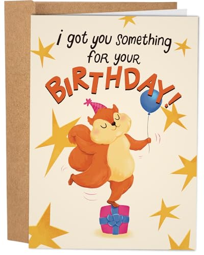 Funny Squirrel Birthday Card - Hilarious Deez Nuts Joke Greeting Card