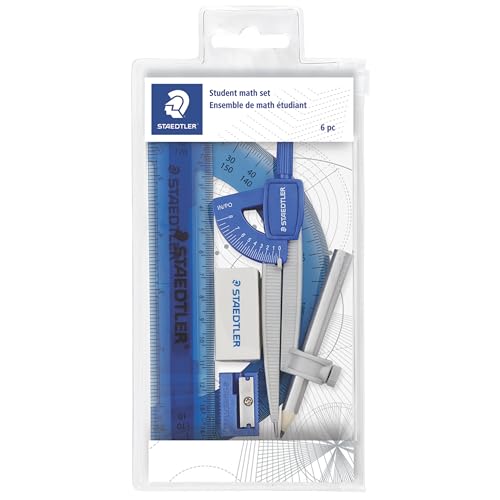 STAEDTLER 6-Piece Student Math Geometry Set with Zippered Pouch