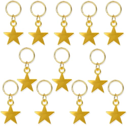 NAISKA 12PCS Gold Star Braid Clips & Hair Jewelry for Dreadlocks