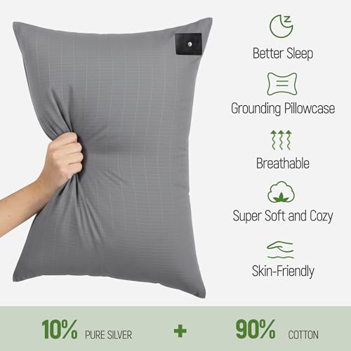 Pillowcase Upgraded 10% Silver Fiber Grounding Pillowcase, 90% Cotton