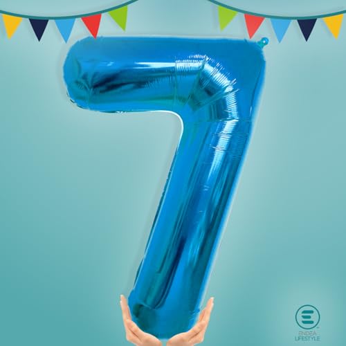 Blue Number 7 Foil Balloon - 40 Inch Large Birthday Party Decoration