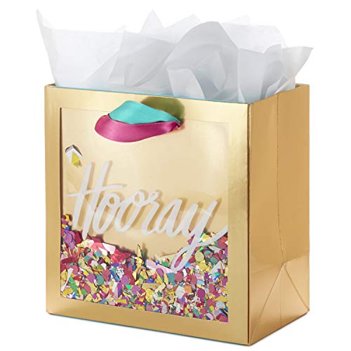 Hallmark Signature Medium Square Gift Bag, Hooray Confetti with Tissue Paper