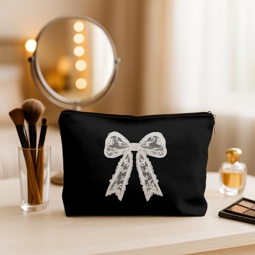 Coquette Lace Bow Makeup Bag Preppy Cosmetic Pouch for Women