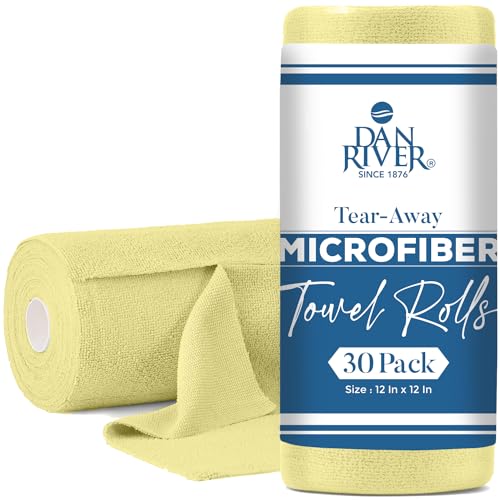 DAN RIVER Microfiber Cleaning Cloths - 30 Pack, 12x12 Inch Lint-Free Towels for Home & Car Cleaning