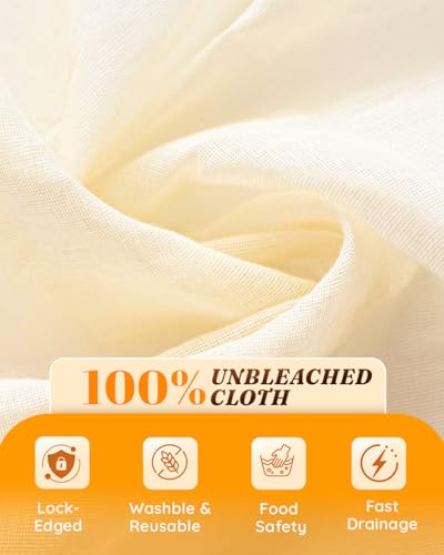 Reusable Cheesecloth 10 Pack Grade 100 Hemmed Cotton Mesh for Straining