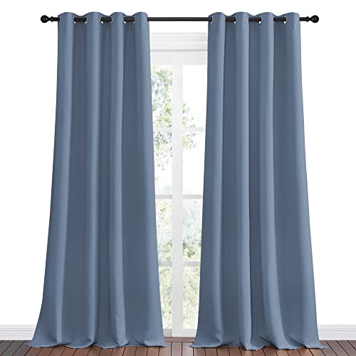 NICETOWN Stone Blue Blackout Curtain Panels - 55" x 96" (2 Pack)