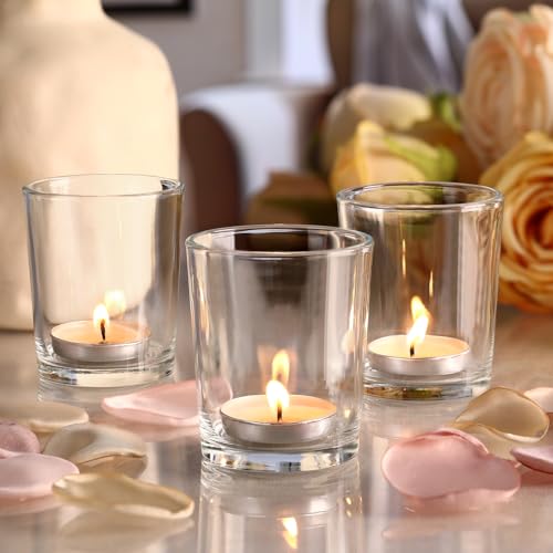 LETINE Clear Glass Tea Light Holders Set of 6 - Votive Candle Holders for Events & Home Decor