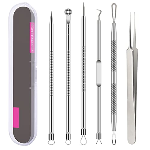 BLAAROOM 6-Piece Pimple Popper Tool Kit - Stainless Steel Blackhead Remover Set